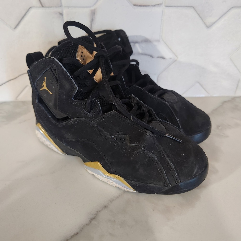 Nike Air Jordan 7 VII Retro Black Gold Youth Kids‎ Basketball Size 2Y